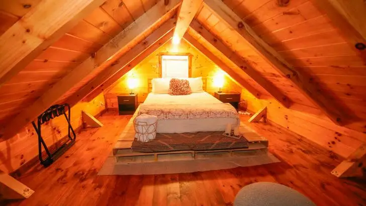 log cabin loft bedroom