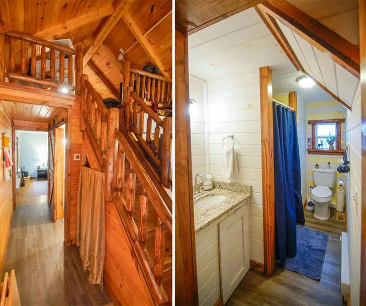 log cabin bathroom