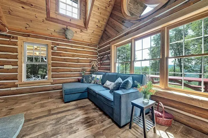 Log cabin living room